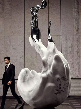 不锈钢浪花雕塑定制大型金属抽象水滴镜面水景抽象X水花景观摆件