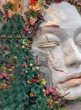 网红人脸面具背景墙壁饰雕塑 咖啡奶茶酒吧KTV商场落地装饰摆件