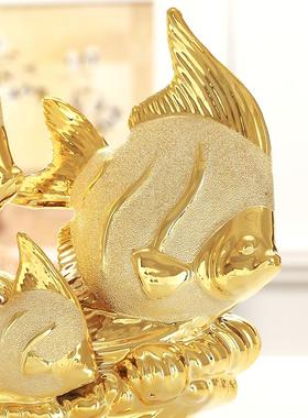 金鱼陶瓷摆件客厅酒柜隔断柜装饰品创意家居房间摆设高档精致镂空