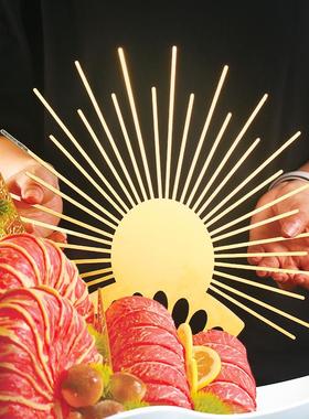 刺身摆盘海鲜姿造 铁艺背景盘摆件 酒店日料冷菜点缀冰雕装饰