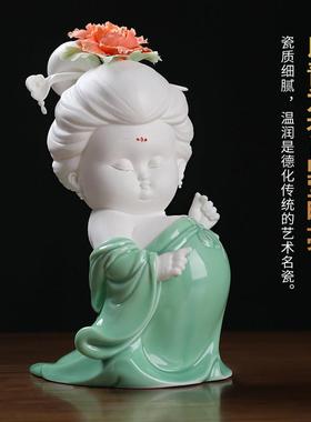 唯美唐朝仕女摆件新中式古风客厅电视柜酒柜博古架家居装饰艺术品