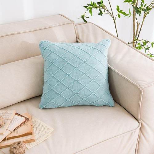 纯色抱枕轻奢风菱形格酒店民宿靠枕卧室沙发靠腰枕芯枕套床头靠垫 - 图2