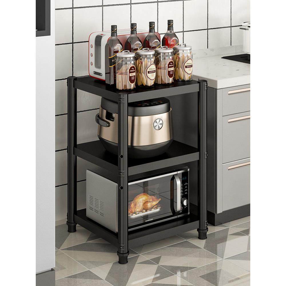 加厚黑色碳钢烤漆置物架子厨房夹缝锅收纳架微波炉烤箱架多层落地,淘宝优惠券,粉丝福利购,淘宝优惠卷