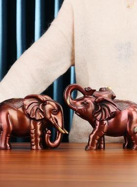 铜欣祥黄铜大象摆件一对大号新中式家居桌面装饰品客厅办公室礼品