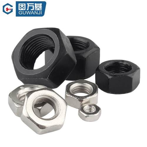 固万基8.8/12.9级高强度六角螺母大全镀镍镀锌螺丝帽铁黑螺帽螺栓 - 图2