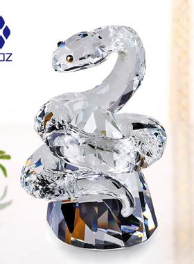 2025蛇年生肖吉祥物新年本命年金蛇创意礼品工艺礼品摆饰装饰水晶