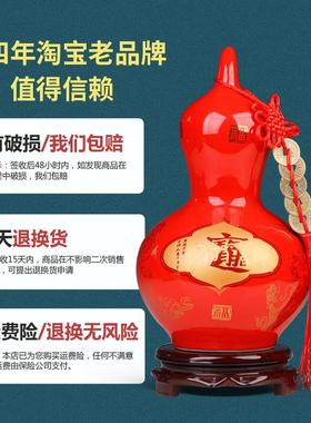 景德镇陶瓷五帝钱葫芦摆件家用电视柜装饰花瓶风水装饰化解葫芦瓶