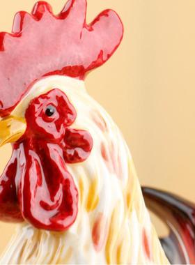 陶瓷公鸡摆设工艺装饰生肖鸡镇宅吉祥物新居电视柜摆件礼物乔迁