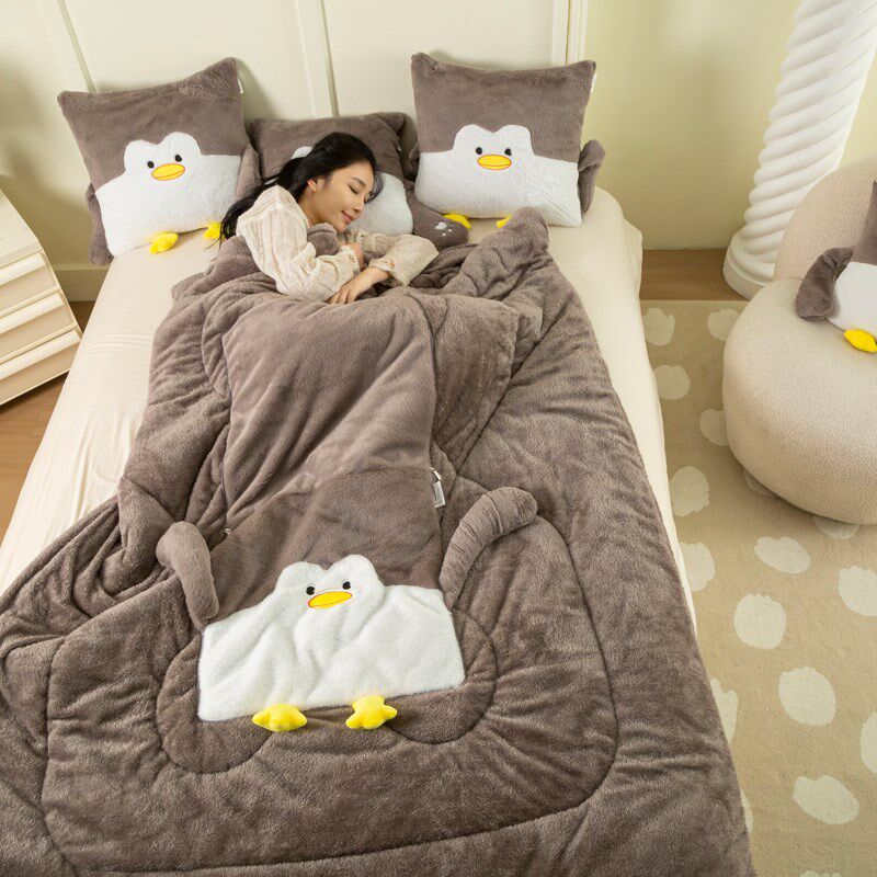 加厚冬季小企鹅两用抱枕被靠垫枕头被午休午睡学生宿舍汽车沙发礼,淘宝优惠券,粉丝福利购,淘宝优惠卷
