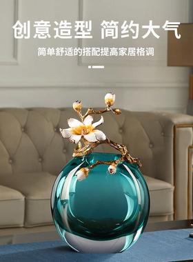 新中式古法琉璃花瓶工艺品客厅家用轻奢玄关电视柜珐琅彩装饰摆件