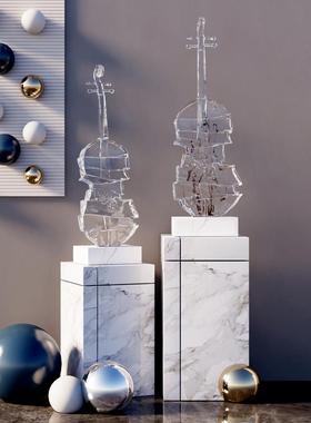 简约小提琴雕塑摆件落地艺术品酒店会所音乐餐吧样板房现代装饰品