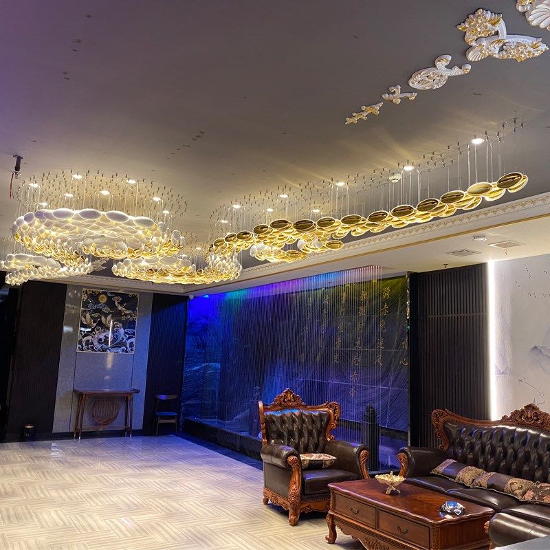 来图定制酒店会所大堂椭圆形玻璃艺术灯具非标工程售楼处沙盘吊灯,淘宝优惠券,粉丝福利购,淘宝优惠卷
