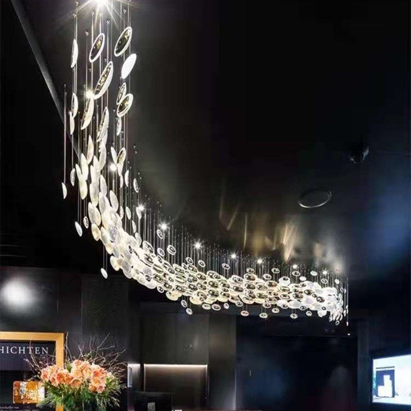 来图定制酒店会所大堂椭圆形玻璃艺术灯具非标工程售楼处沙盘吊灯,淘宝优惠券,粉丝福利购,淘宝优惠卷