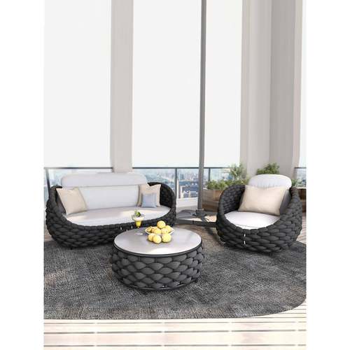 户外沙发庭院组合别墅阳台花园露台藤椅室外样板房温室藤编家俱 - 图2