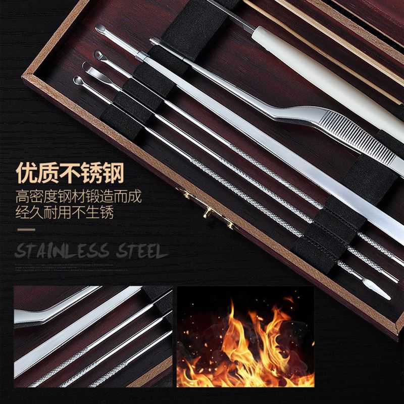 掏耳挖耳勺木盒采耳工具9件套装按摩掏耳朵鹅毛棒耳屎扣毛毛镊子,淘宝优惠券,粉丝福利购,淘宝优惠卷