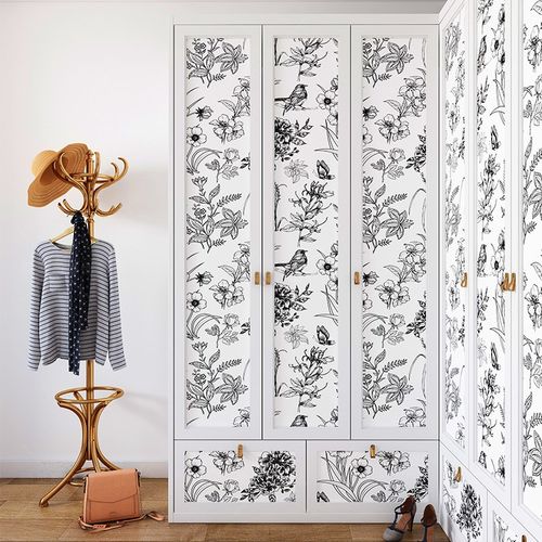 凯贝嘉中古翻新家具贴纸装饰橱柜衣柜门壁纸改造卧室柜子复古贴画 - 图2