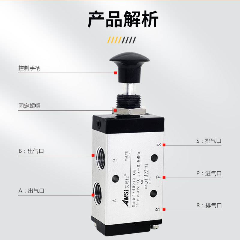 气动手动板机械3R手拉阀4R210-08气缸控制开 关推拉式气阀4R310 - 图2