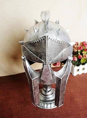 摄影道具古罗马战士骑士角斗士金属头盔模型铁手工家具家的窗户