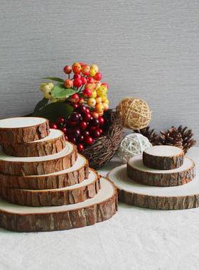 圆木片树桩片diy手工原木桩装饰底座底托手绘画材料幼儿园圆木桩