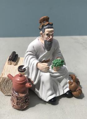 药圣李时珍茶圣陆羽树脂人物小摆件本草纲目茶文化中医微景观造景