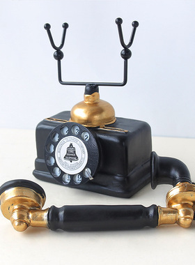欧式复古树脂电话机 仿古老式电话机家居客厅桌面装饰工艺品