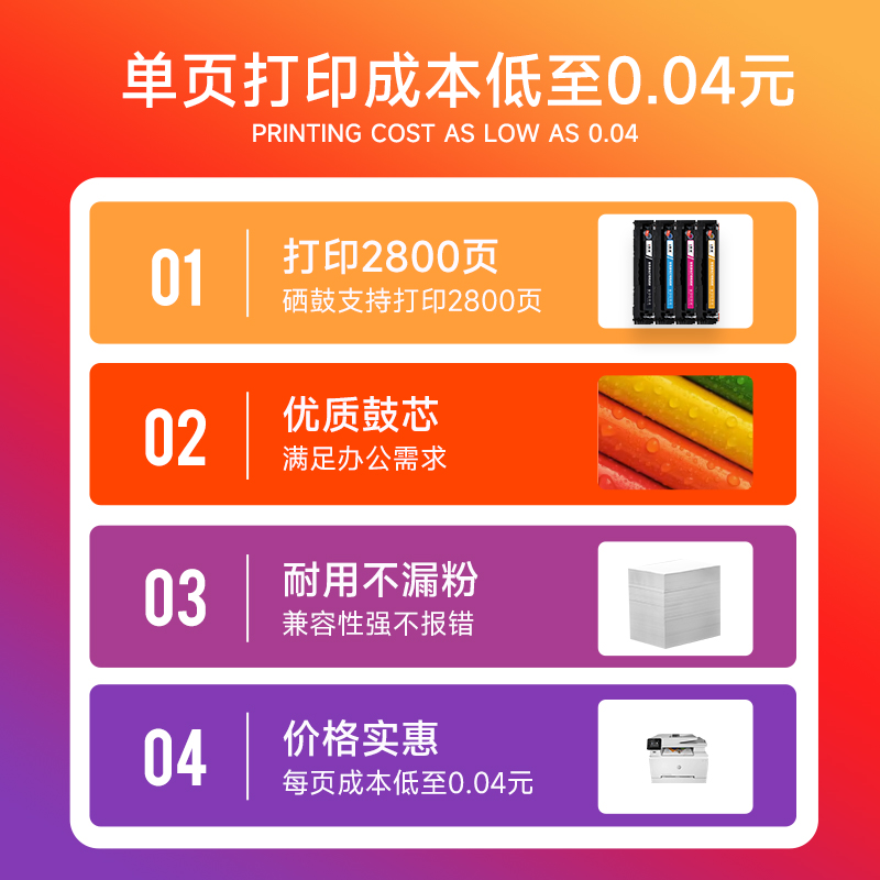 惠普M283fdw硒鼓 适用惠普206a硒鼓 Color LaserJet Pro MFP M283fdn M282nw M255dw打印机墨盒 惠普207a硒鼓 - 图2