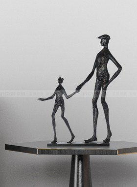 铁艺人物创意雕塑工艺品样板房客厅电视柜床头柜抽象人像艺术摆件