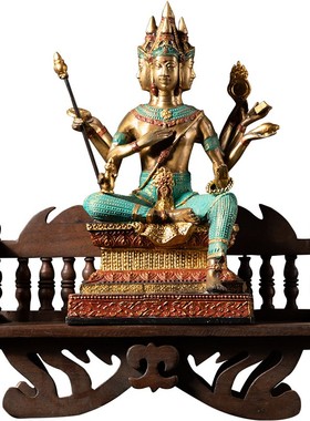 异丽东南亚风格实木家居沙发模型摆件佛像底座坐台玄关装饰品摆设