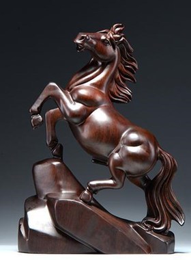 木雕马摆件十二生肖黄花梨实木雕刻马到成功家居办公室红木工艺品