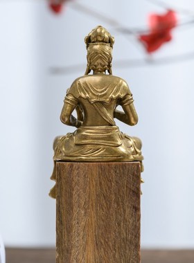 纯黄铜文殊普贤摆件普贤王如来神像摆件好看精致书房茶空间装饰品