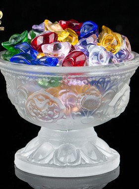 藏传用品供水杯水晶供奉杯七彩琉璃七供八供净水碗家用圣水杯摆件