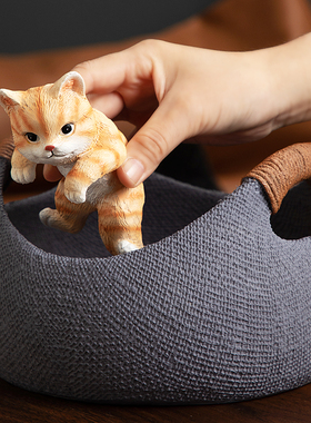 慧心巧聚猫咪摆件桌面收纳创意客厅家居装饰品玄关小摆设乔迁礼品