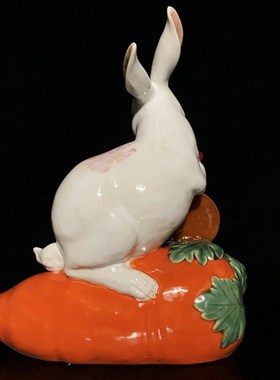 石湾公仔陶瓷十二生肖兔子摆件家居装饰玄关中式摆设兔年春节送礼