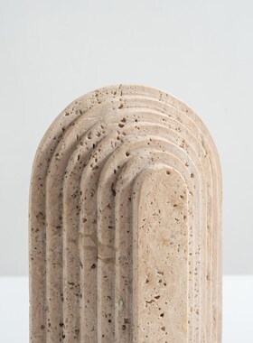 极简黄洞石几何摆件创意层叠拱门侘寂风摆设样板房售楼处软装饰品