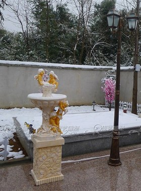 欧式玻璃钢人物雕塑艺术品客厅户外落地摆设可定制作天使流水喷泉