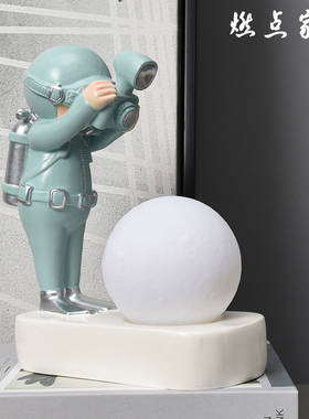 创意潜水员带灯绿萝水培植物花瓶玻璃透明水养花插桌面装饰摆件