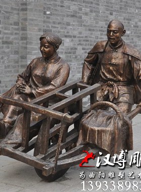 玻璃钢古代人物雕塑民俗剃头雕塑订制理发店迎宾雕塑古镇街头景观