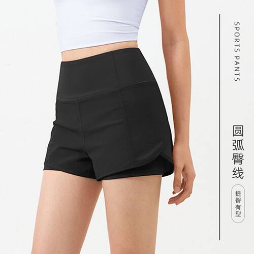 辣妹新款春夏季女透气带内衬跑步骑行运动健身瑜伽显身材三分短裤 - 图1