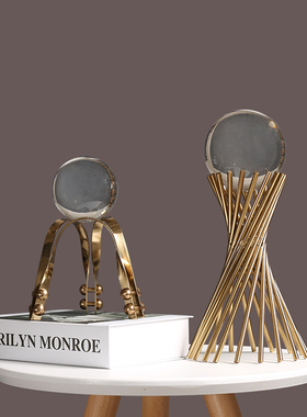 欧式新古典水晶球装饰品别墅样板间摆件家居客厅玄关酒柜轻奢摆设