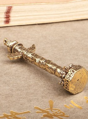 创意复古华表柱小摆件中华柱龙柱黄铜办公室桌面手把件家居饰品