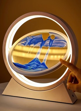 创意流沙画夜灯桌面沙漏摆件客厅电视柜卧室轻奢家居饰品生日礼物
