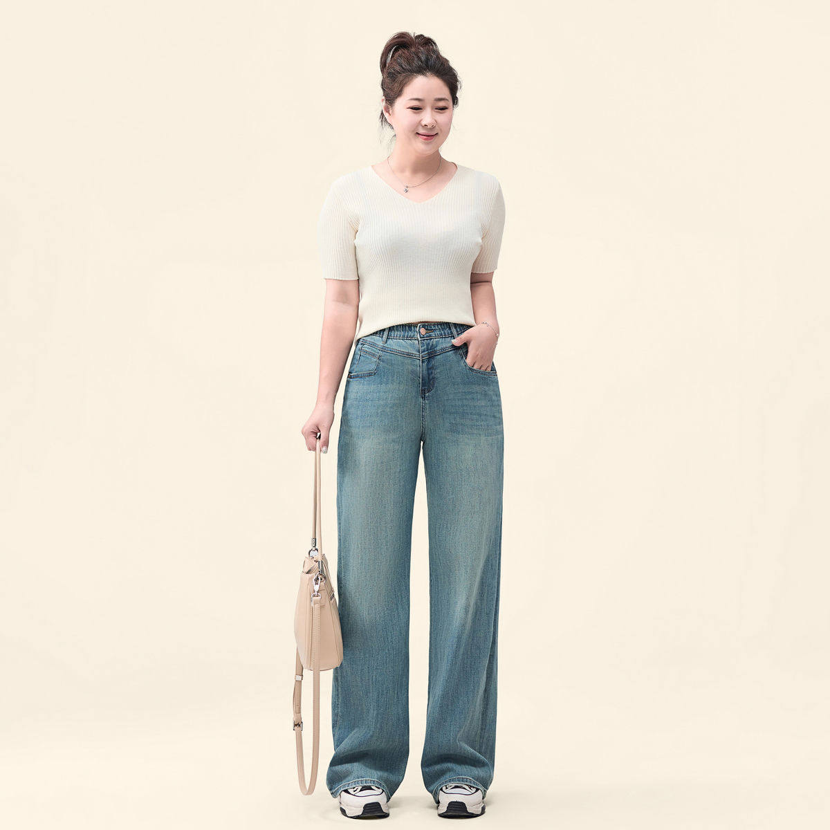 讯町冬季加绒加厚直筒宽松拖地牛仔裤弹力微胖梨型大码弹力胖女装,淘宝优惠券,粉丝福利购,淘宝优惠卷