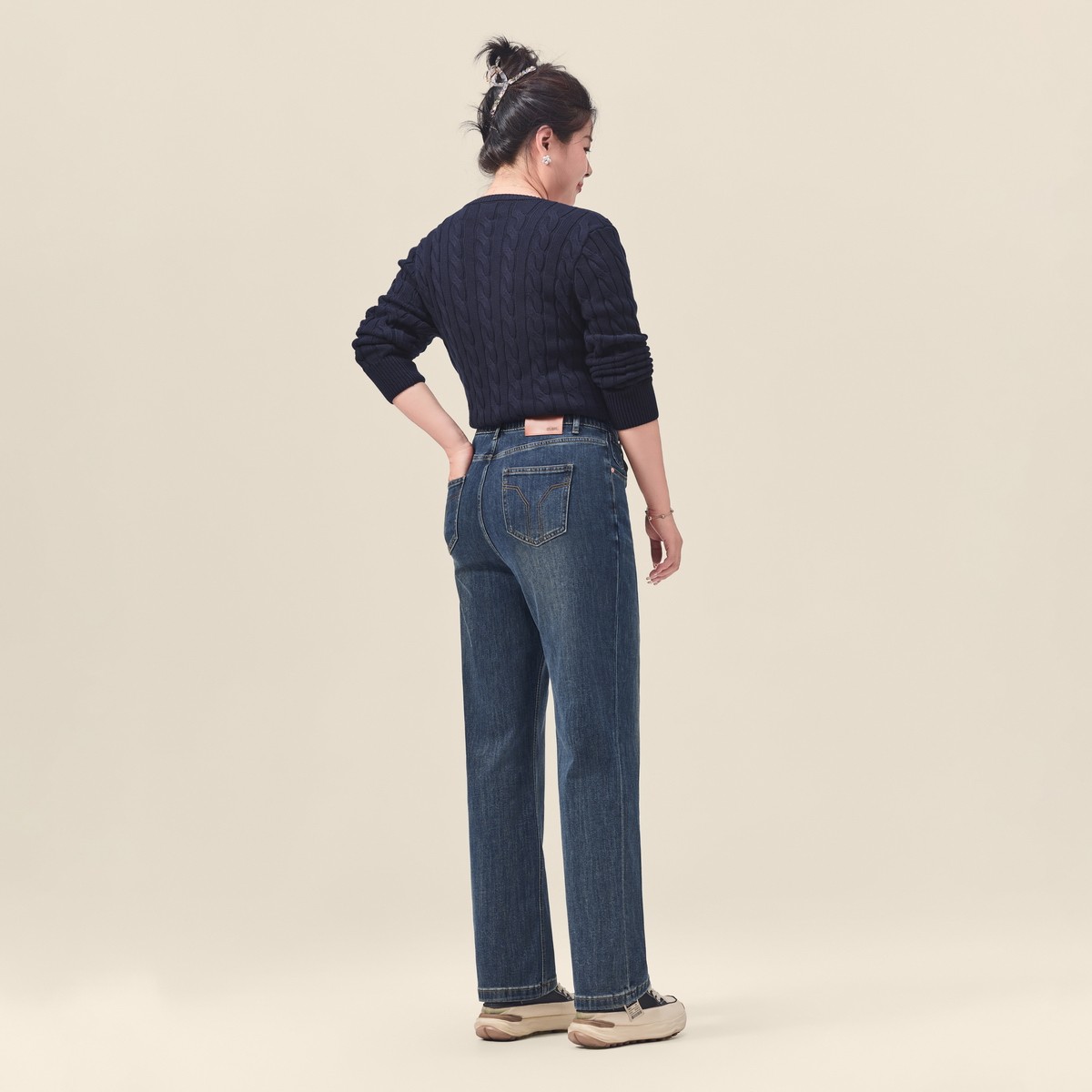 迅町2025秋冬季微胖大码梨型遮肉显瘦穿搭弹力牛仔裤女早秋女裤子,淘宝优惠券,粉丝福利购,淘宝优惠卷