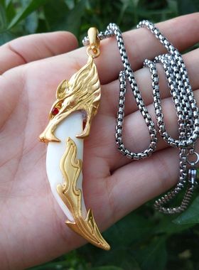 配饰藏银狼牙男女合金镶嵌项链