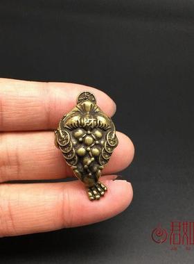 袖珍实心黄铜小三足金蟾挂件铜金蟾吊坠钥匙扣铜挂饰古玩铜器铜雕