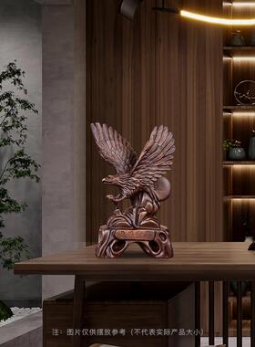 木雕老鹰摆件公司开业招财工艺礼品客厅办公室桌大展宏图风水装饰