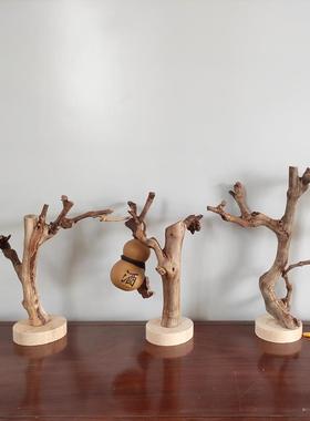 原木树杈带底托 托摆件 书架客厅茶几摆设 手工天然把玩首饰实木