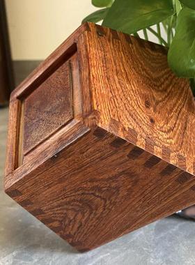 红木摆件老式缅甸花梨米斗米升精致实木米斗收纳大果紫檀榫卯结构