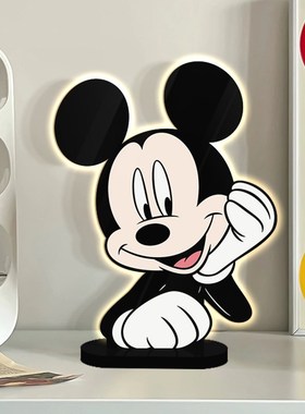 米奇装饰摆件高级感电视柜桌面摆台创意台灯卧室床头灯柔光氛围灯