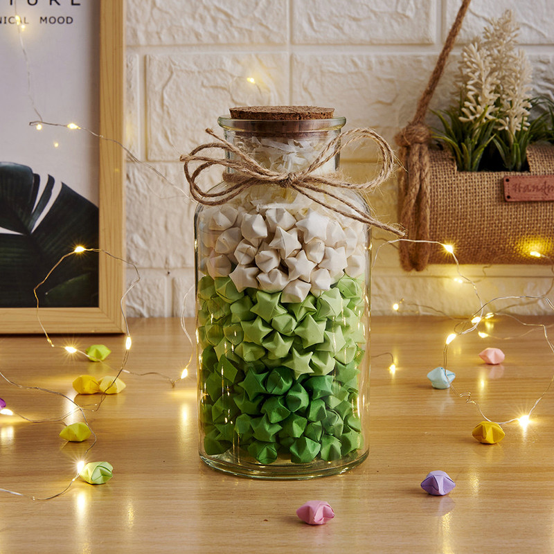 幸运星星许愿玻璃瓶发光空瓶大彩虹瓶漂流瓶折纸材料成品创意礼物 - 图1